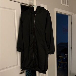 Black Hooded Long Coat